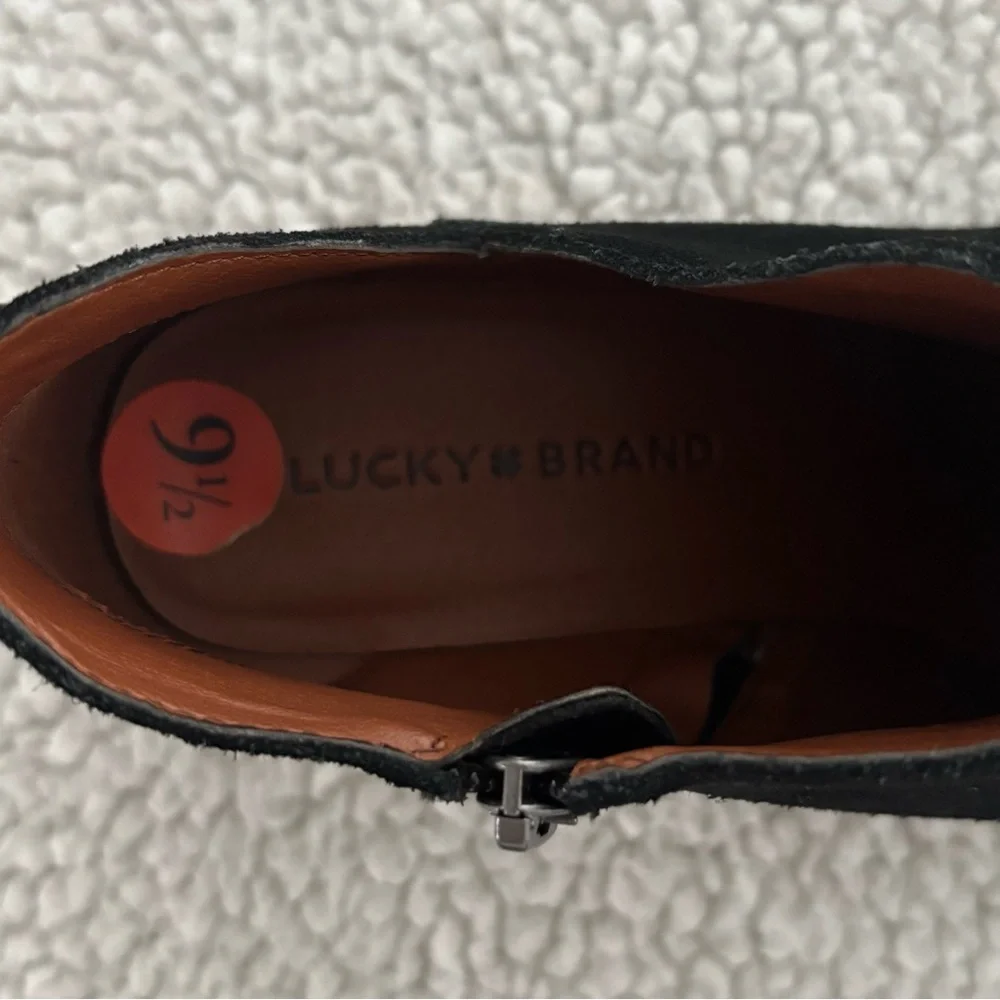 LUCKY BRAND Black Suede Ankle Boots. Size 9 1/2 Worn Once. No Box Excellent Cond - Picture 7 of 13